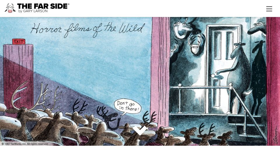 Screenshot of thefarside.com: The Far Side – By Gary Larson