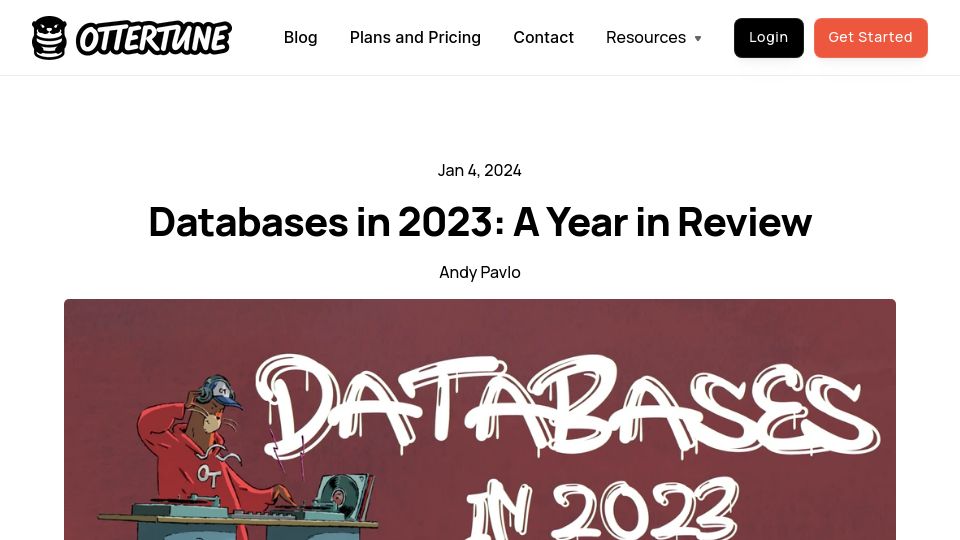 Screenshot of ottertune.com: Databases in 2023: A Year in Review