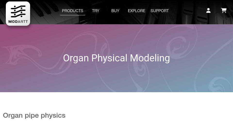 Screenshot of modartt.com: Organ pipe physics