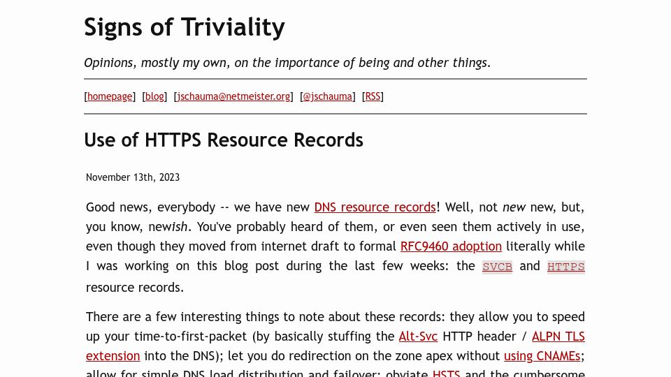 Screenshot of netmeister.org: Use of HTTPS Resource Records