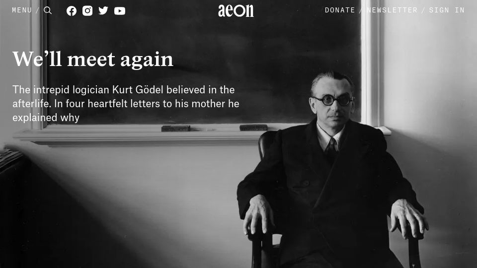 Screenshot of aeon.co: Kurt Gödel, his mother and the argument for life after death
