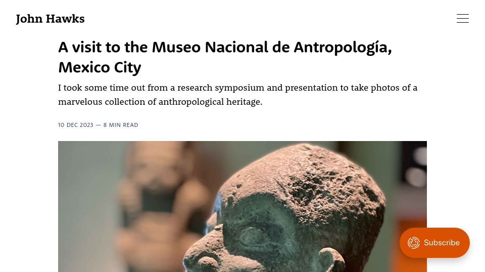 Screenshot of johnhawks.net: A Visit to the Museo Nacional de Antropología, Mexico City (2023)