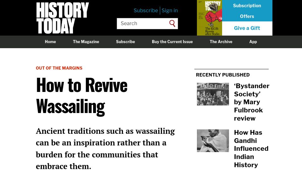 Screenshot of historytoday.com: How to Revive Wassailing