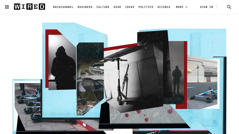 Screenshot of wired.com: Blood, Guns, and Broken Scooters: Inside the Chaotic Rise and Fall of Bird