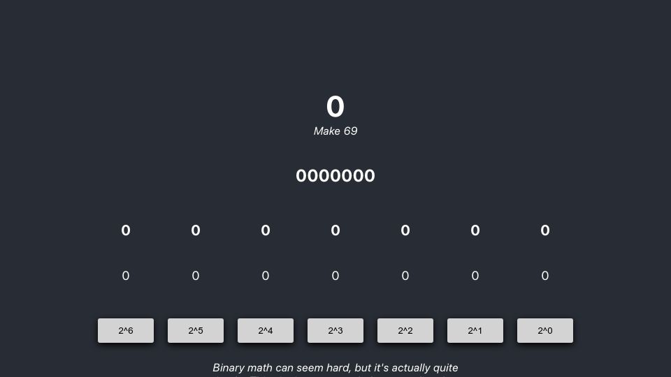 Screenshot of looo.lol: Looo.lol – a binary math site