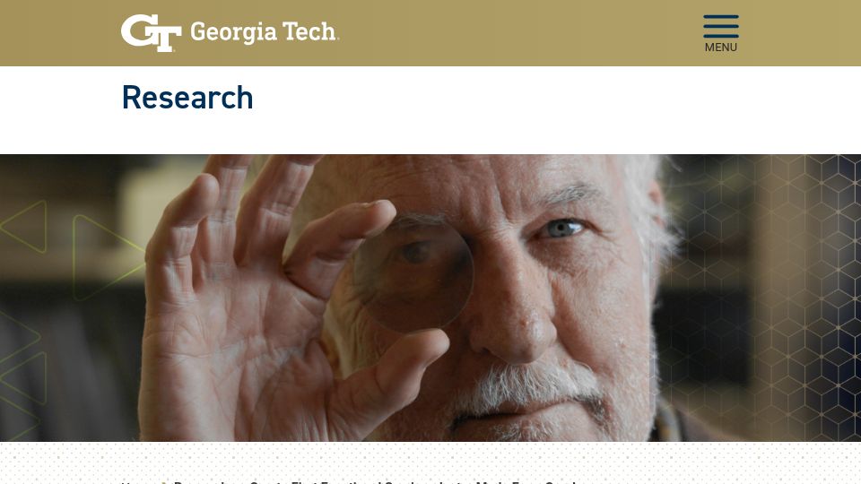 Screenshot of research.gatech.edu: Researchers Create First Functional Semiconductor Made from Graphene