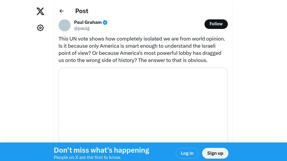 Screenshot of twitter.com: Pg – UN vote shows how isolated we are from world opinion