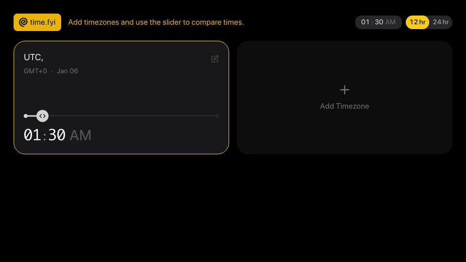 Screenshot of time.fyi: Show HN: I made a tool to compare time zones