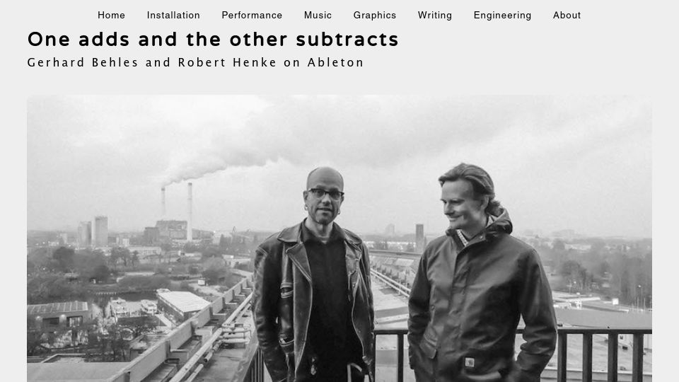 Screenshot of roberthenke.com: Gerhard Behles and Robert Henke on Ableton (2016)