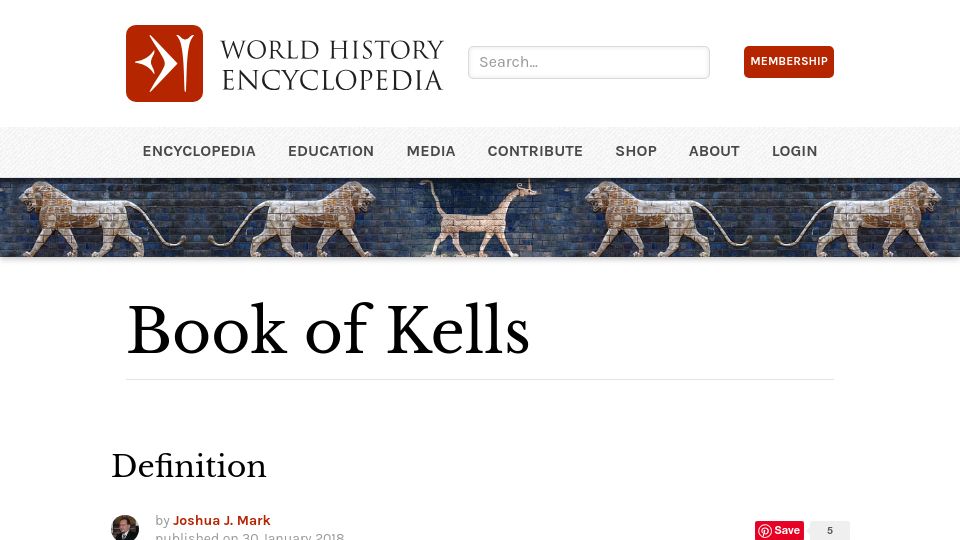 Screenshot of worldhistory.org: Book of Kells (2018)