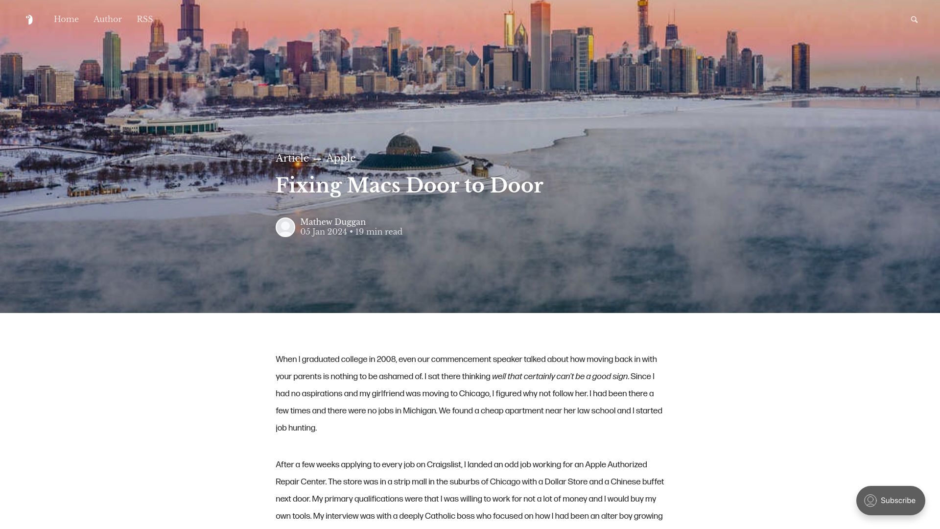 Screenshot of matduggan.com: Fixing Macs door to door