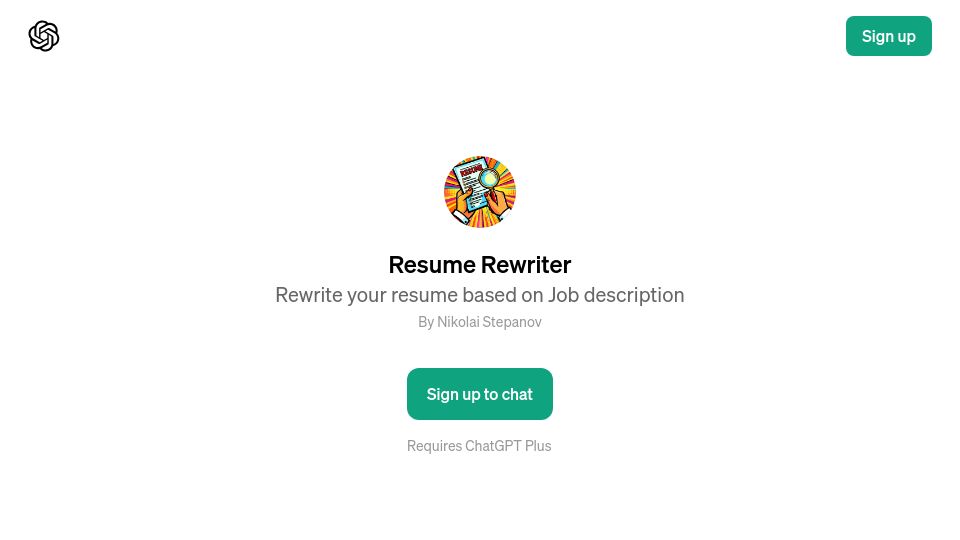Screenshot of chat.openai.com: Show HN: I made ChatGPT to rewrite the CV to match the job posting