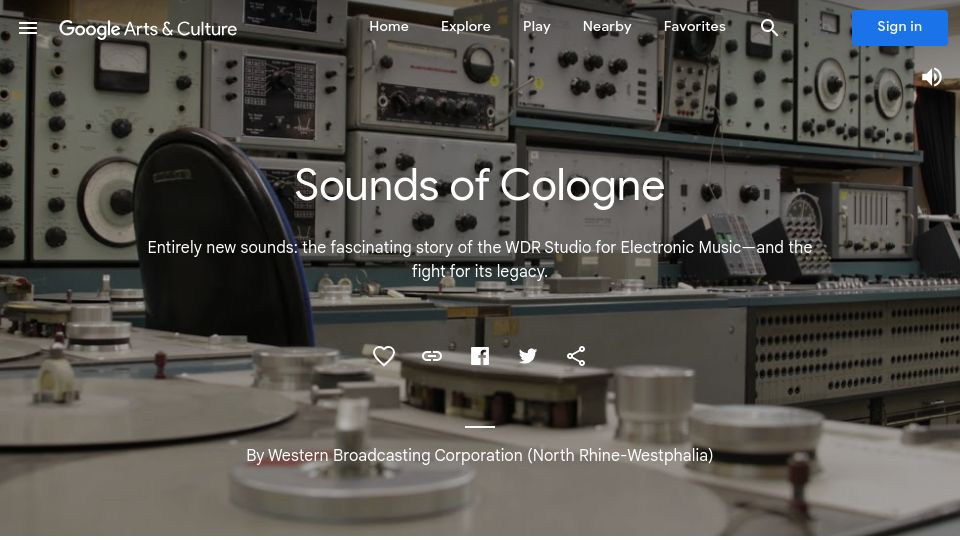 Screenshot of artsandculture.google.com: Sounds of Cologne – The WDR Studio for Electronic Music