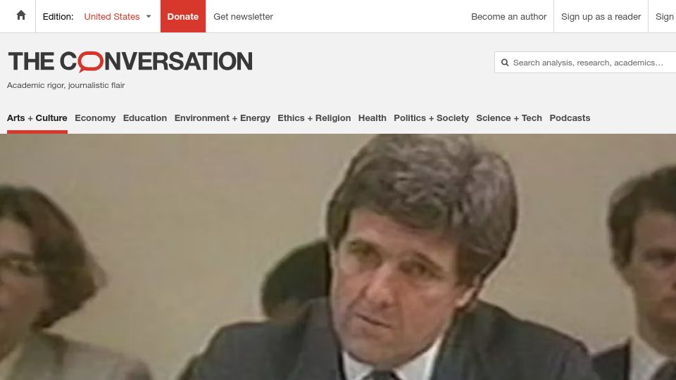 Screenshot of theconversation.com: Higher fees, more ads: streaming cashes in by using the old tactics of cable TV