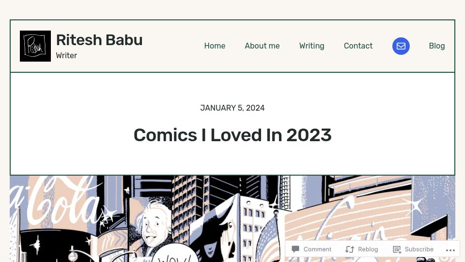 Screenshot of riteshbabu.net: Comics I Loved in 2023