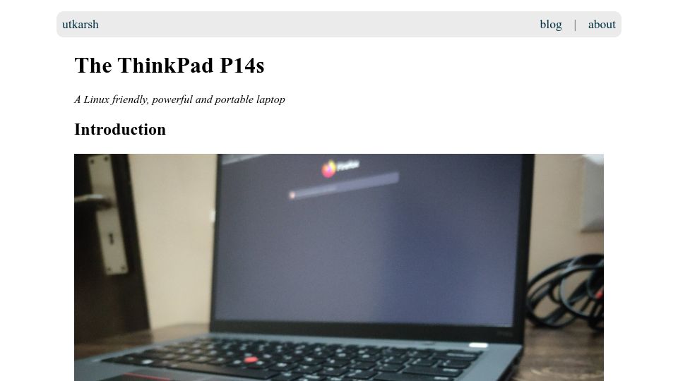 Screenshot of utkarshsingh.xyz: The ThinkPad P14s