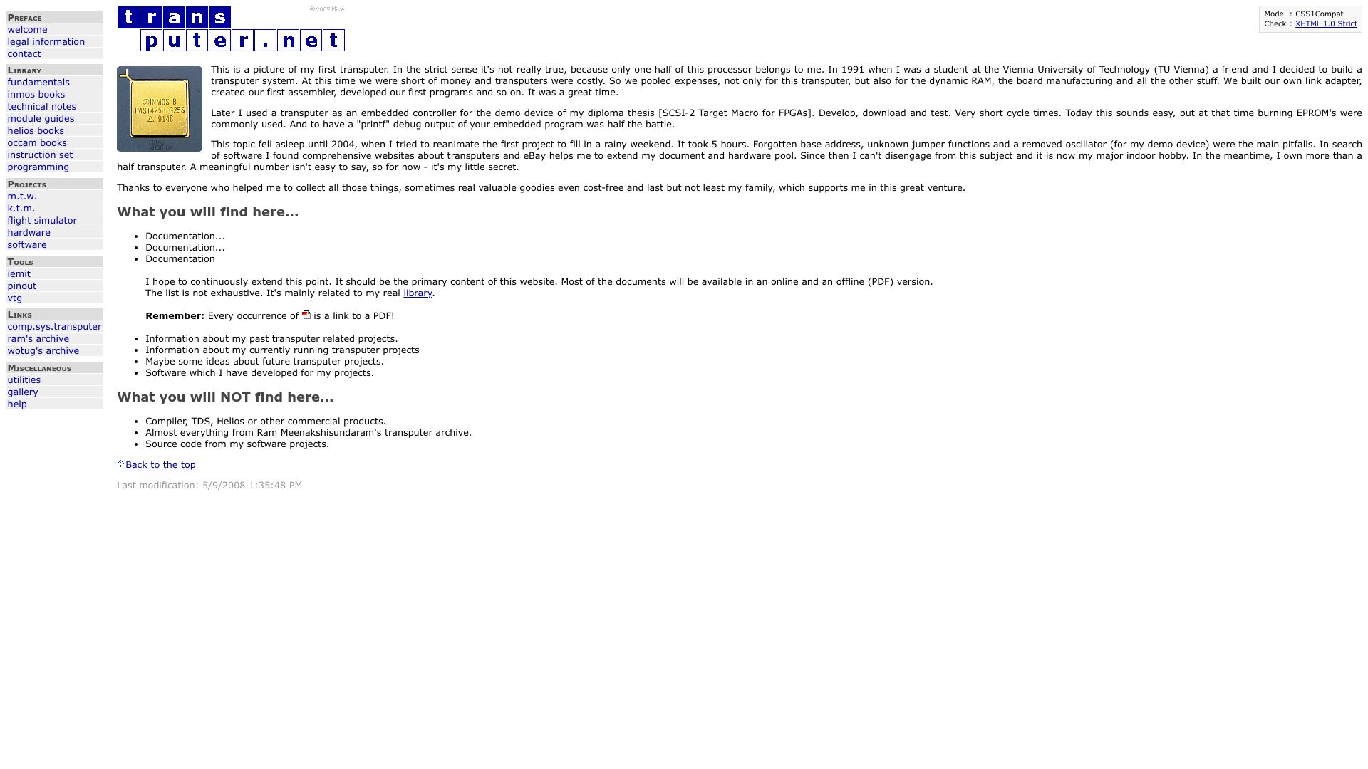 Screenshot of transputer.net: Transputer.net