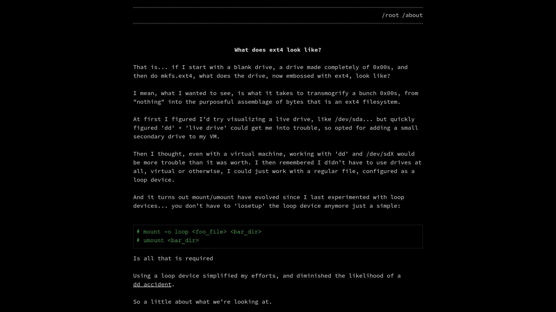 Screenshot of buredoranna.github.io: Visualizing Ext4
