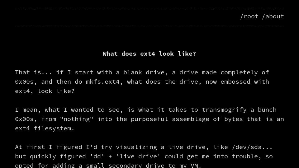 Screenshot of buredoranna.github.io: Visualizing Ext4