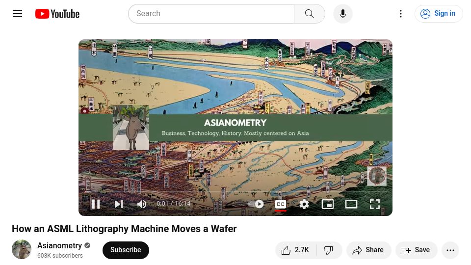 Screenshot of youtube.com: How An ASML Lithography Machine Moves a Wafer [video]