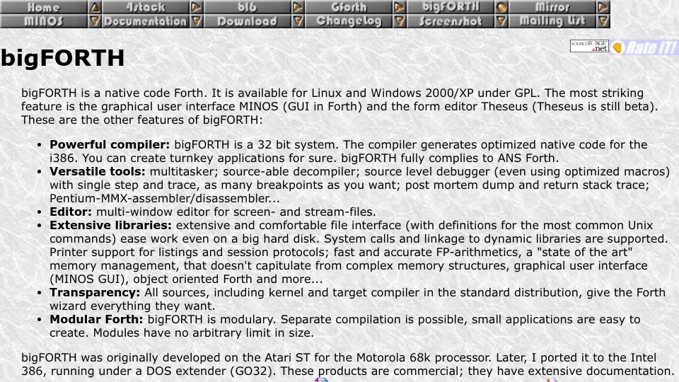 Screenshot of bernd-paysan.de: bigFORTH (1997-)