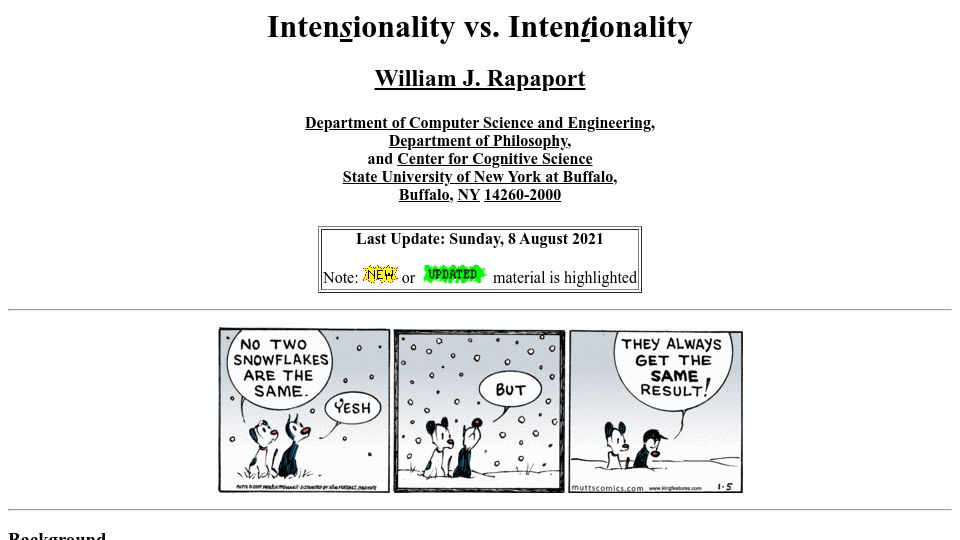 Screenshot of cse.buffalo.edu: Intensionality vs. Intentionality (2002)