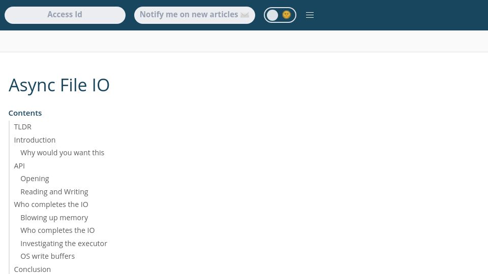 Screenshot of cmhteixeira.com: Async File IO