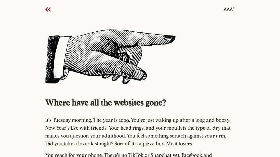 Screenshot of fromjason.xyz: Where Have All the Websites Gone?