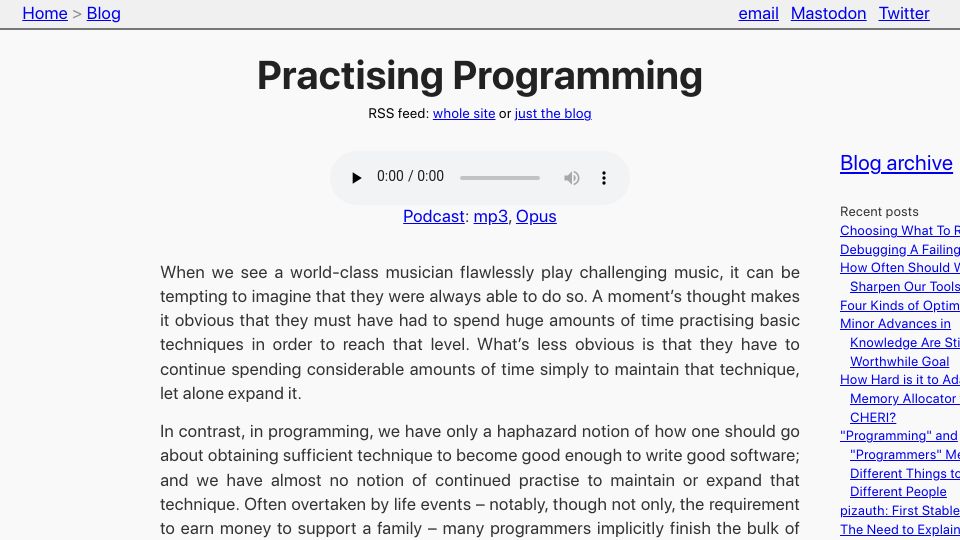 Screenshot of tratt.net: Practising Programming (2022)