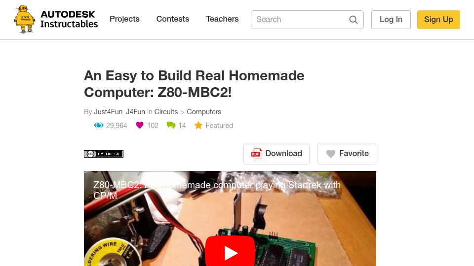 Screenshot of instructables.com: An Easy to Build Real Homemade Computer: Z80-MBC2