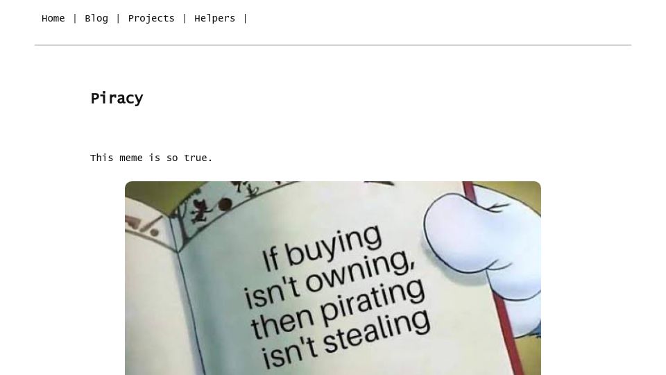Screenshot of blog.cobanov.cloud: Piracy