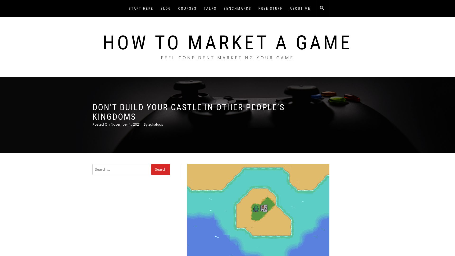 Screenshot of howtomarketagame.com: Don't build your castle in other people's kingdoms (2021)