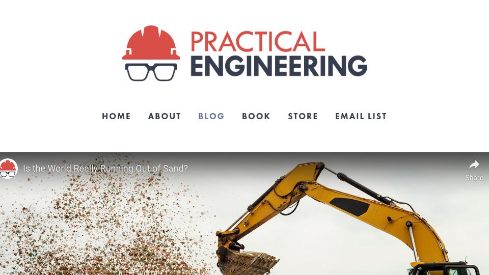 Screenshot of practical.engineering: Is the world really running out of sand?