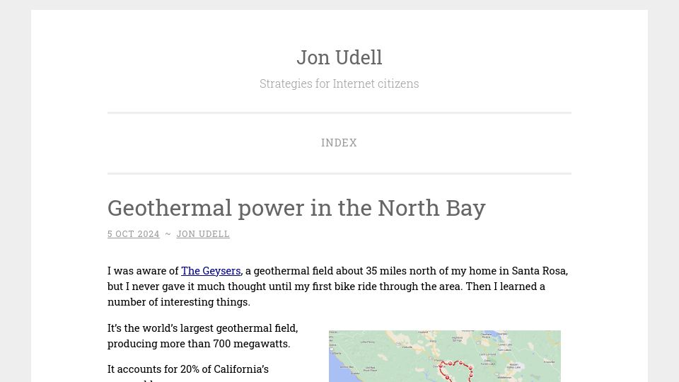 Screenshot of blog.jonudell.net: Geothermal Power in the North Bay