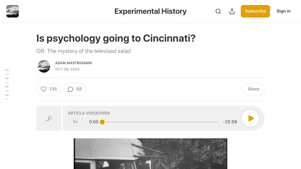 Screenshot of experimental-history.com: Research in psychology: are we learning anything?