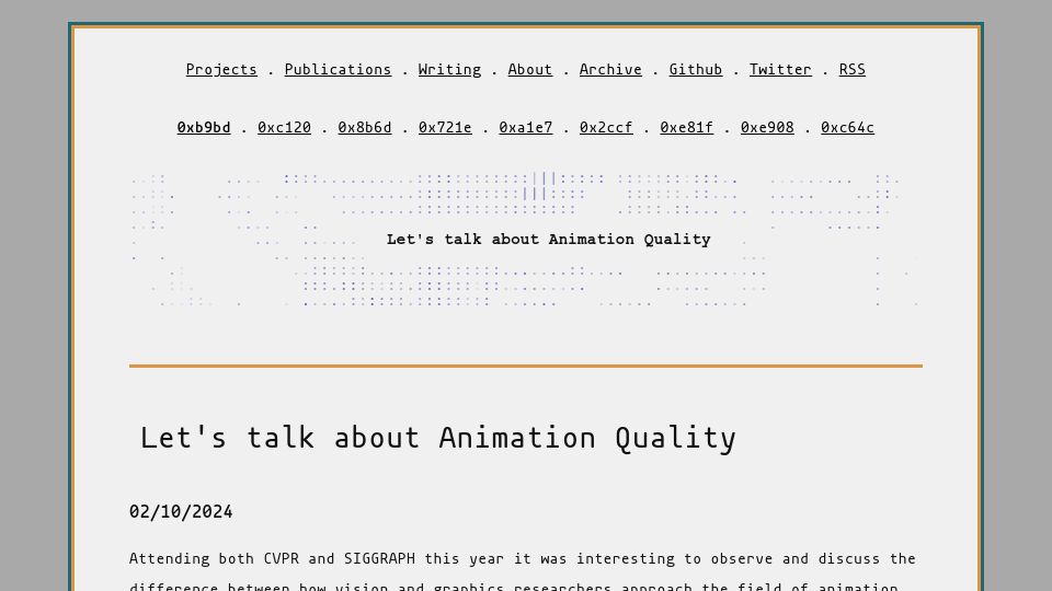 Screenshot of theorangeduck.com: Let's talk about animation quality