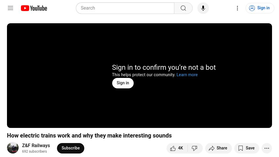 Screenshot of youtube.com: How electric trains work and why they make interesting sounds [video]