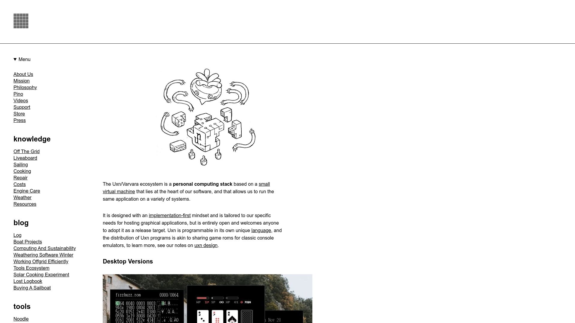 Screenshot of 100r.co: Uxn