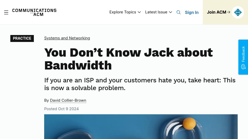 Screenshot of cacm.acm.org: You Don’t Know Jack about Bandwidth