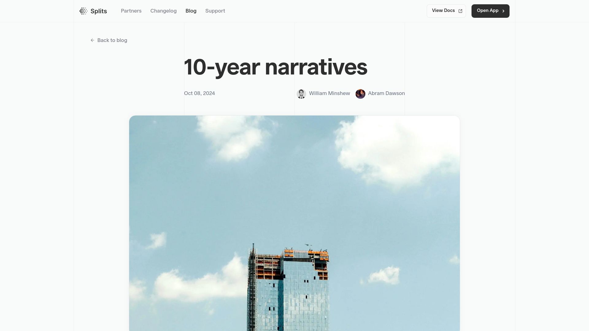 Screenshot of splits.org: 10-Year Narratives