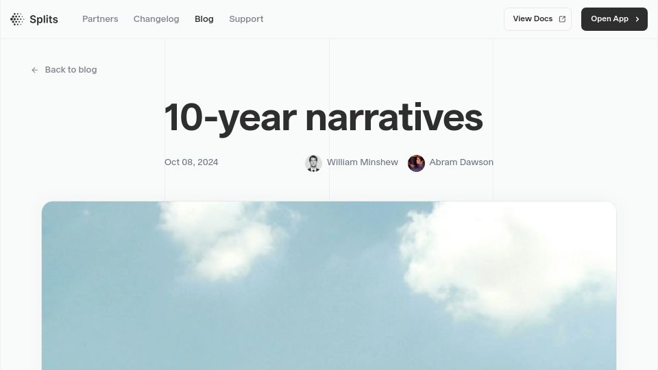 Screenshot of splits.org: 10-Year Narratives