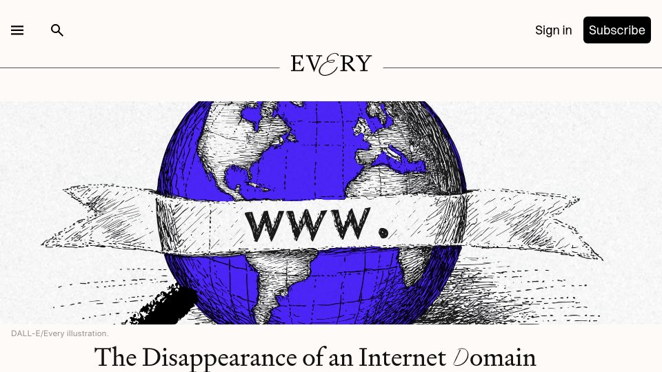 Screenshot of every.to: The Disappearance of an Internet Domain