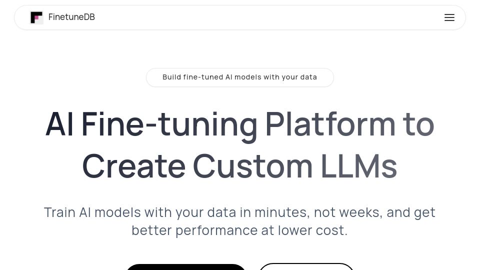 Screenshot of finetunedb.com: Show HN: FinetuneDB – AI fine-tuning platform to create custom LLMs