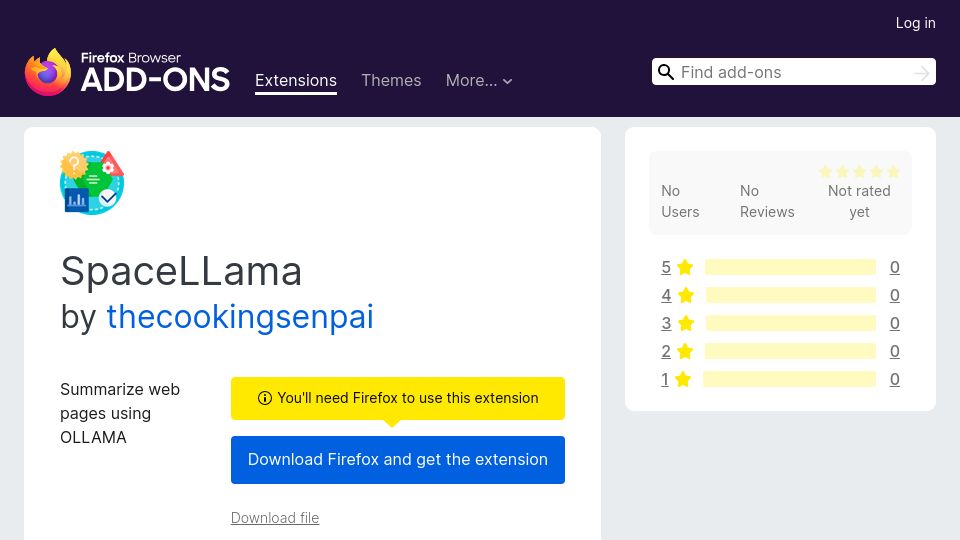 Screenshot of addons.mozilla.org: Show HN: I made an Ollama summarizer for Firefox