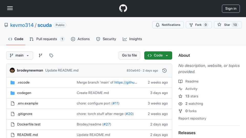 Screenshot of github.com: Scuda – Virtual GPU over IP
