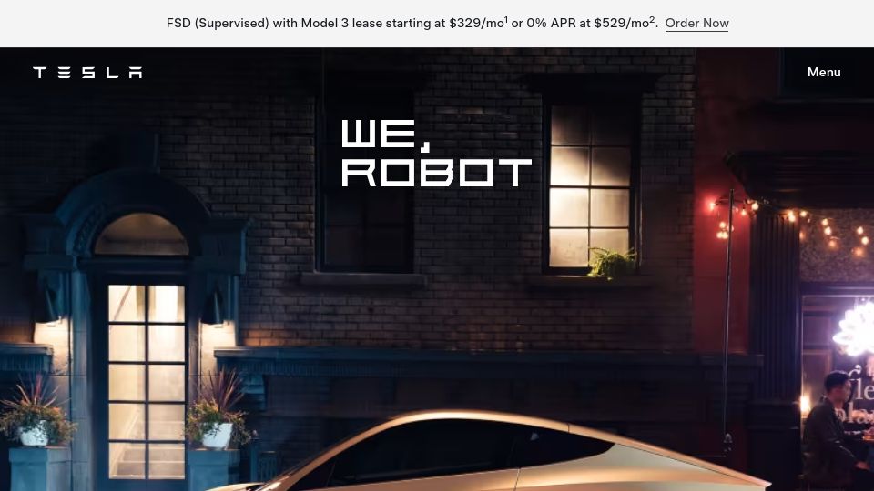 Screenshot of tesla.com: Tesla Robotaxi