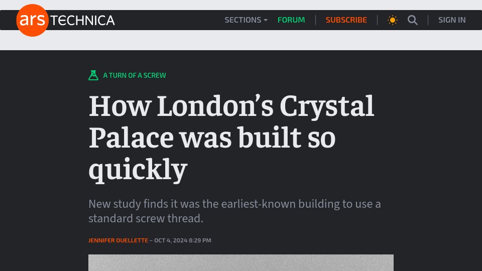 Screenshot of arstechnica.com: How London's Crystal Palace was built so quickly