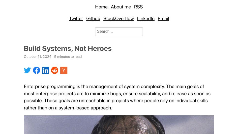 Screenshot of vitonsky.net: Build systems, not heroes