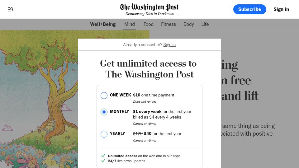 Screenshot of washingtonpost.com: Choosing solitude