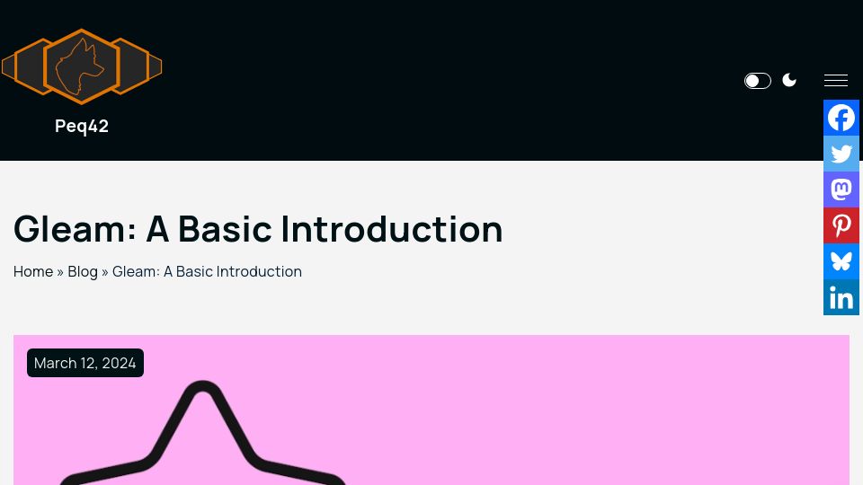 Screenshot of peq42.com: Gleam: A Basic Introduction
